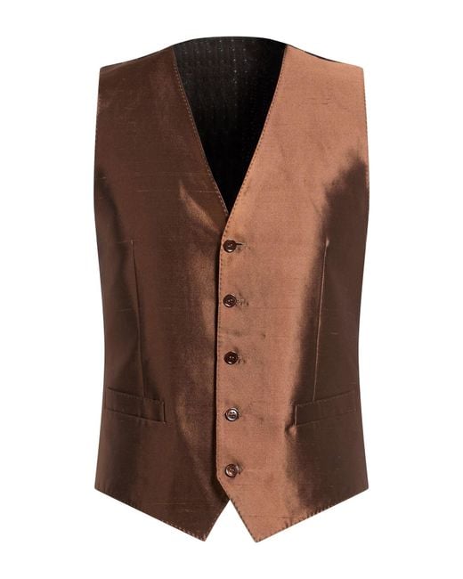 Dolce & Gabbana Brown Tailored Vest Silk for men