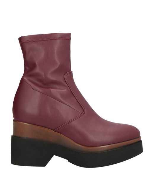 Lorenzo Mari Purple Burgundy Ankle Boots Textile Fibers