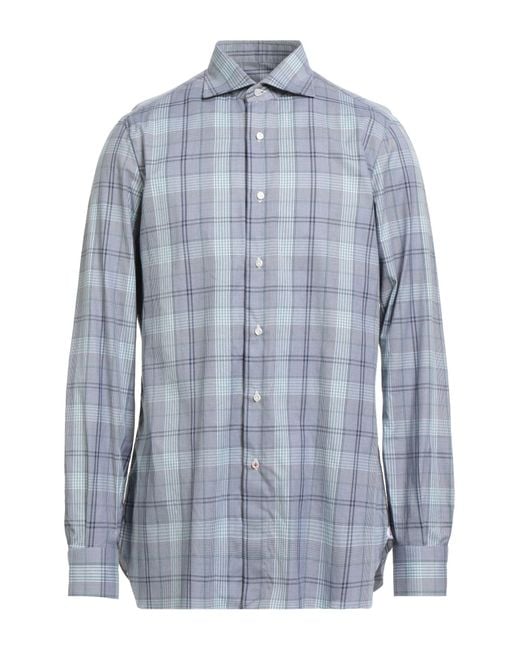 Isaia Blue Shirt Cotton for men