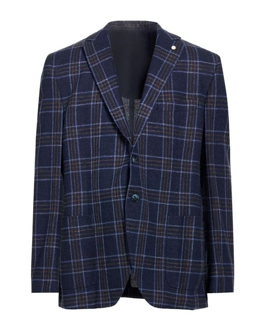 Luigi Bianchi Blue Blazer Wool, Silk, Polyamide, Linen for men