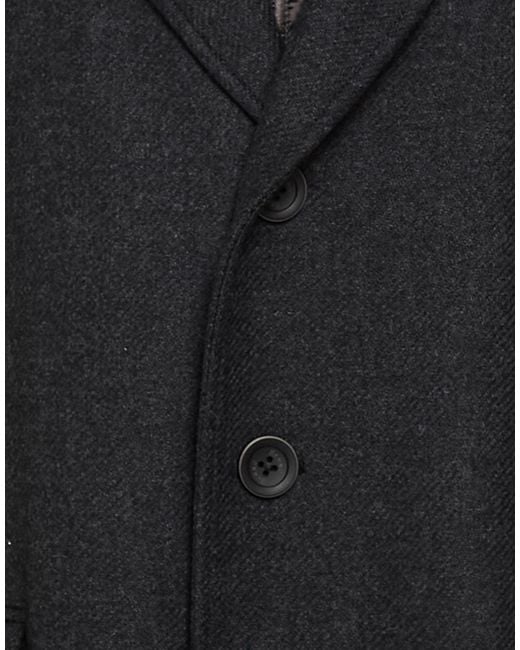 Herno Black Charcoal Coat Wool, Polyamide for men