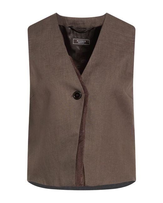 Peserico Brown Dark Tailored Vest Linen, Polyester