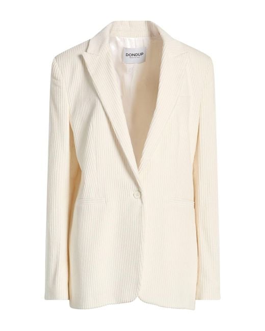 Dondup White Ivory Blazer Cotton, Elastane