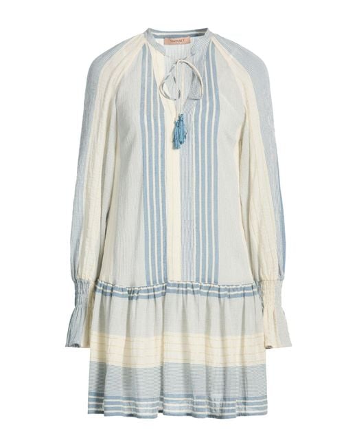 Pinko Blue Mini Dress Cotton, Elastane, Viscose