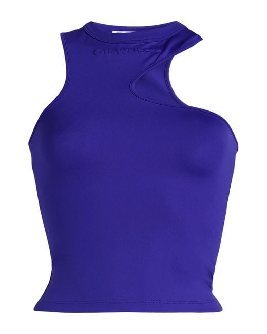 TOP CON LOGO GOFFRATO di Off-White c/o Virgil Abloh in Blue