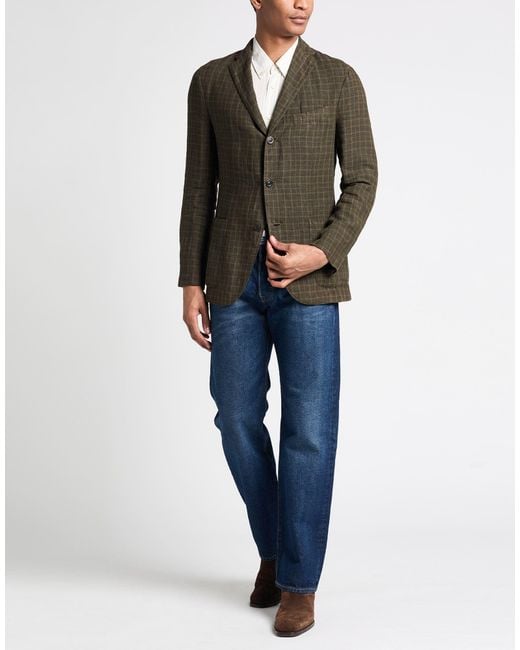 Boglioli Green Military Blazer Linen for men
