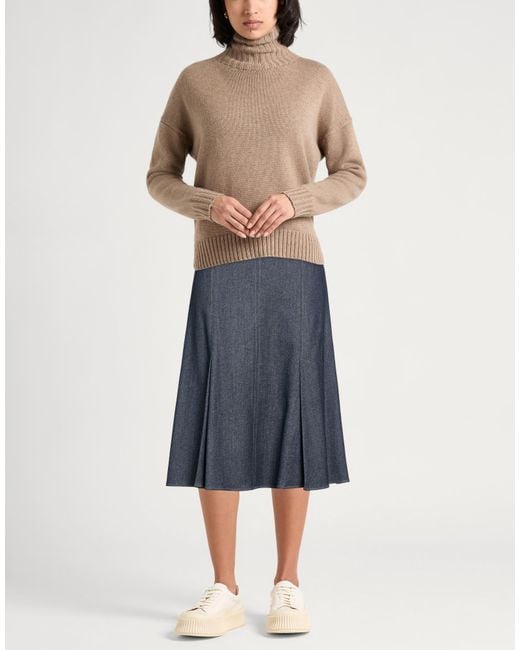 Agnona Blue Midi Skirt Cotton, Wool, Polyamide, Elastane