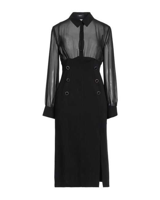 Hanita Black Midi Dress Viscose, Nylon, Elastane, Polyester