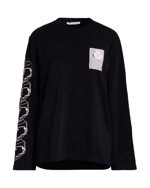 CECILIE BAHNSEN Black T-Shirt Organic Cotton, Elastane, Silk, Cotton, Polyester