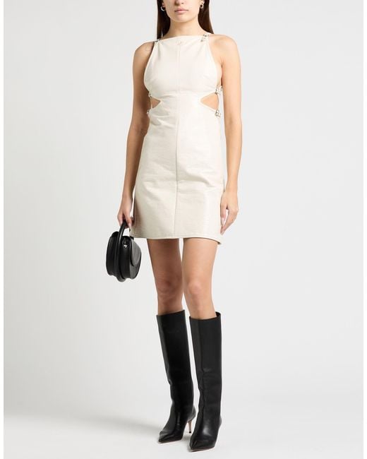 Courreges Natural Mini Dress Cotton, Polyurethane, Elastane