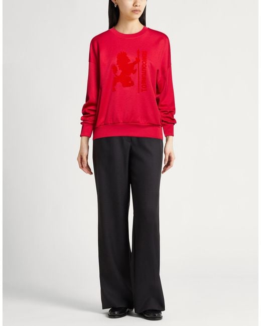Semicouture Red Sweatshirt Polyester, Cotton