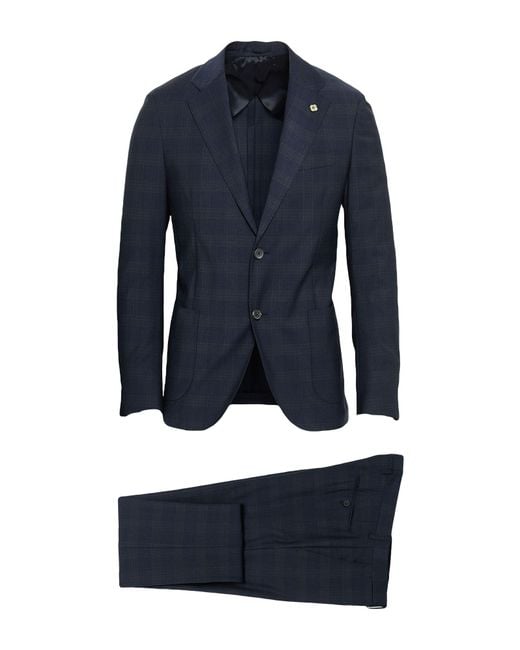 Lardini Blue Midnight Suit Polyester, Wool, Elastane for men
