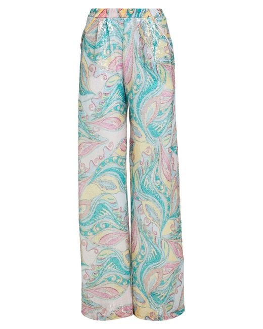 Le twins Blue Pants Polyester, Elastane