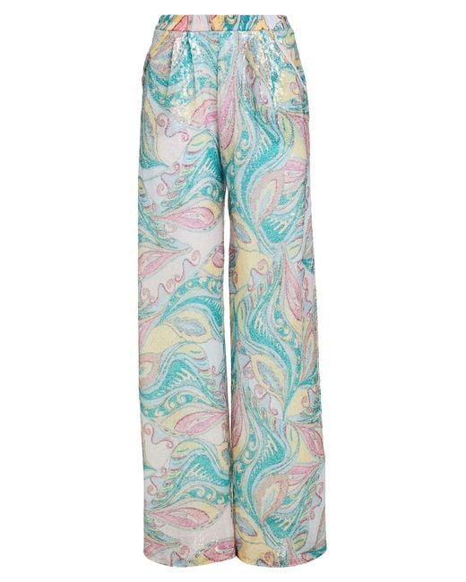 Le twins Blue Pants Polyester, Elastane