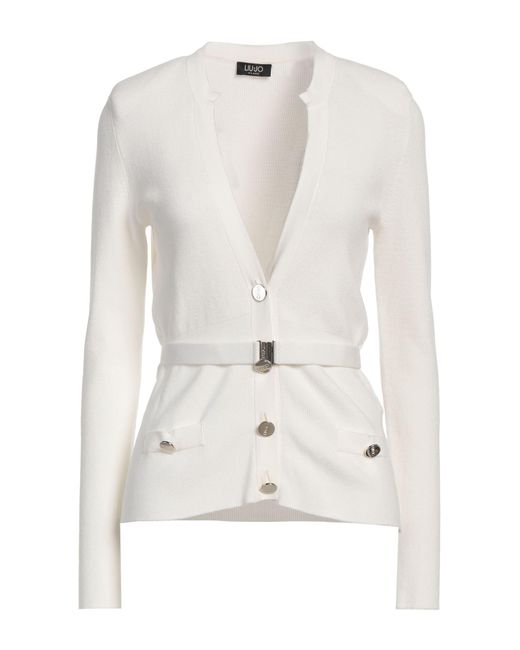 Liu Jo White Cardigan Viscose, Polyester
