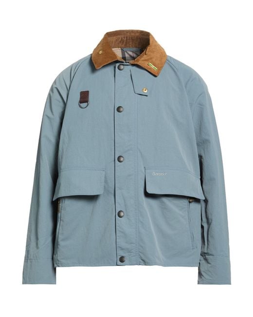 Barbour Blue Slate Jacket Polyamide, Cotton, Cow Leather for men