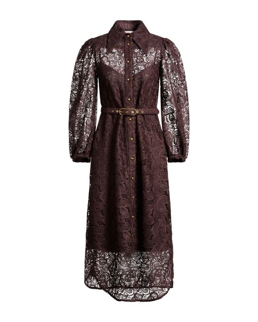 Zimmermann Midi Dress in Brown | Lyst