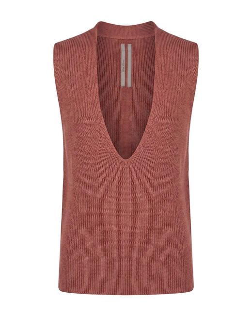 Rick Owens Red Antique Rose Sweater Virgin Wool for men