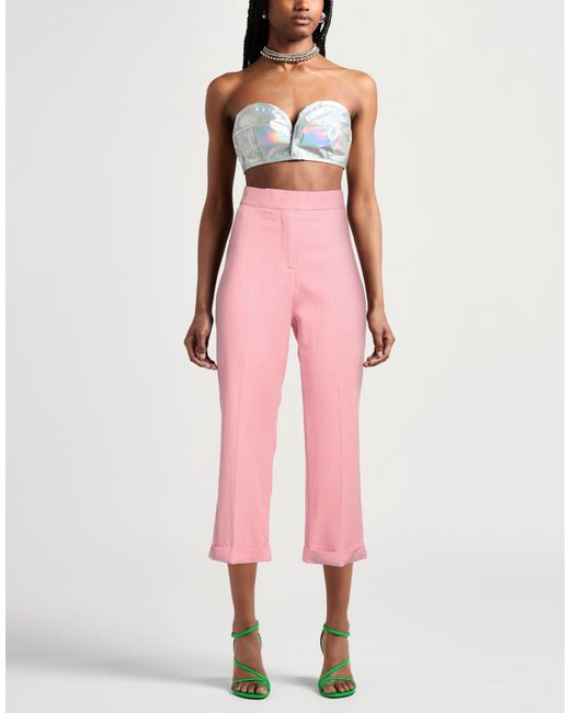 MSGM Pink Pants Viscose, Polyester, Elastane