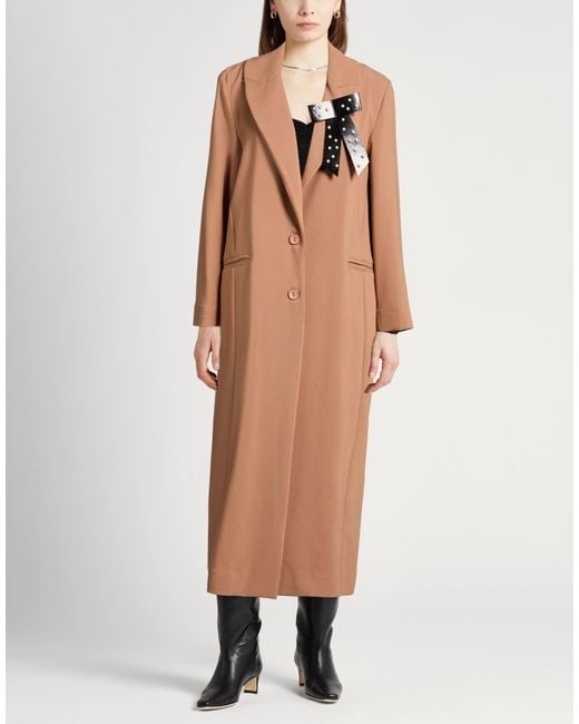 Dixie Natural Camel Overcoat & Trench Coat Polyester, Viscose, Elastane