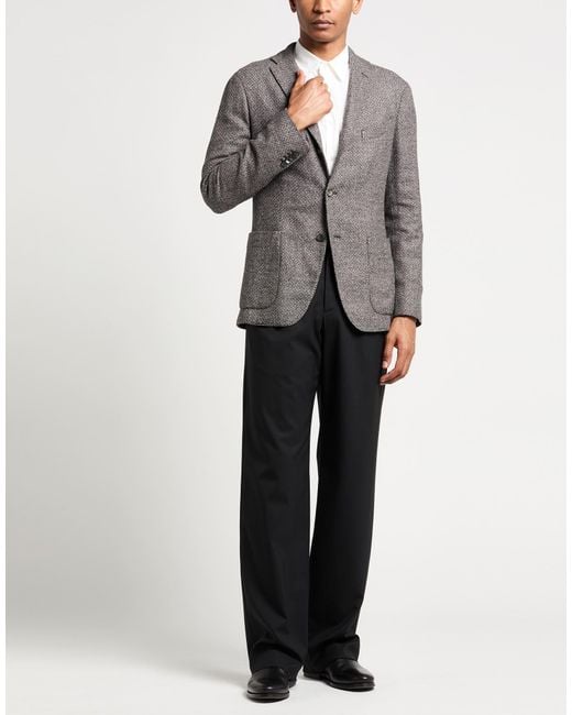 Boglioli Gray Blazer Wool, Linen, Nylon for men
