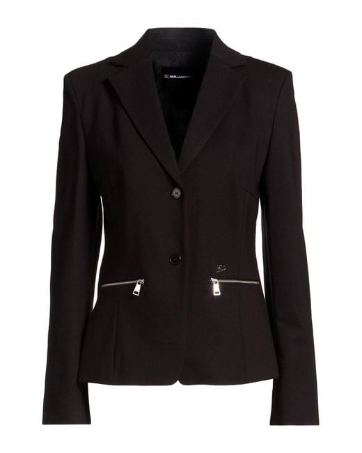 Karl Lagerfeld Black Blazer Viscose, Polyamide, Elastane