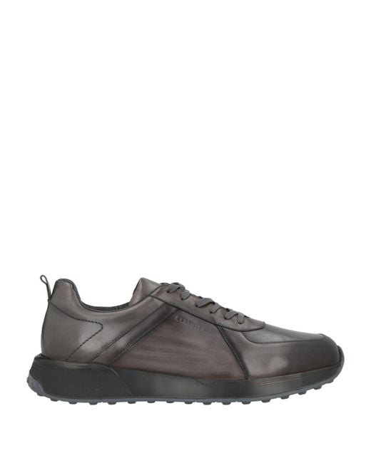 Cerruti 1881 Gray Charcoal Sneakers Cow Leather for men