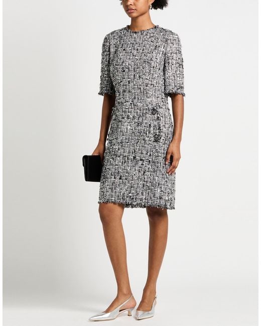 Dolce & Gabbana Gray Midi Dress Acrylic, Linen, Textile Fibers, Polyester, Cotton