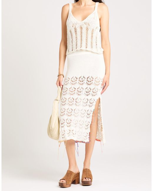 Gaelle Paris White Midi Skirt Cotton, Acrylic