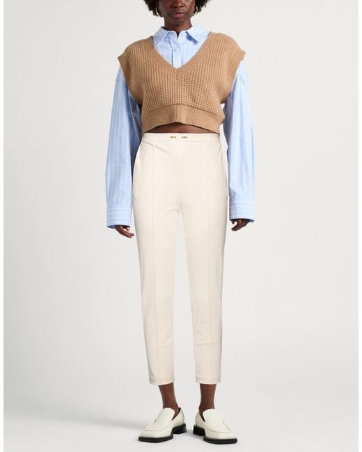 Elisabetta Franchi White Cream Pants Polyester, Elastane