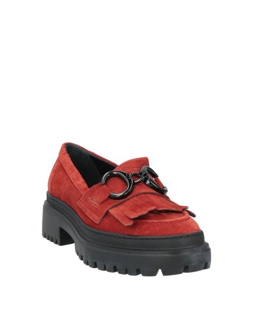 Bruglia Red Loafers Leather