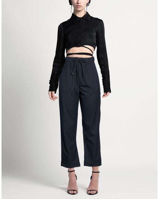 Myths Blue Pants Polyester, Viscose, Elastane