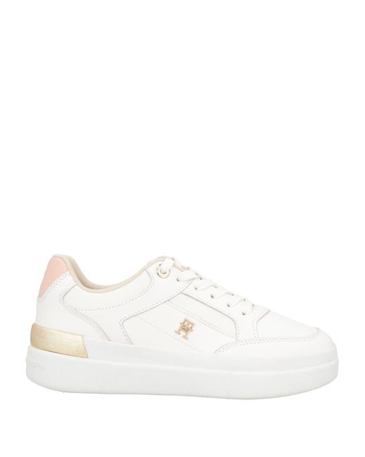 Tommy Hilfiger White Sneakers Leather, Textile Fibers