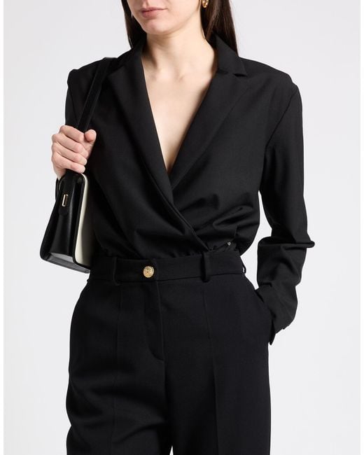 Ottod'Ame Black Bodysuit Polyester, Virgin Wool, Elastane