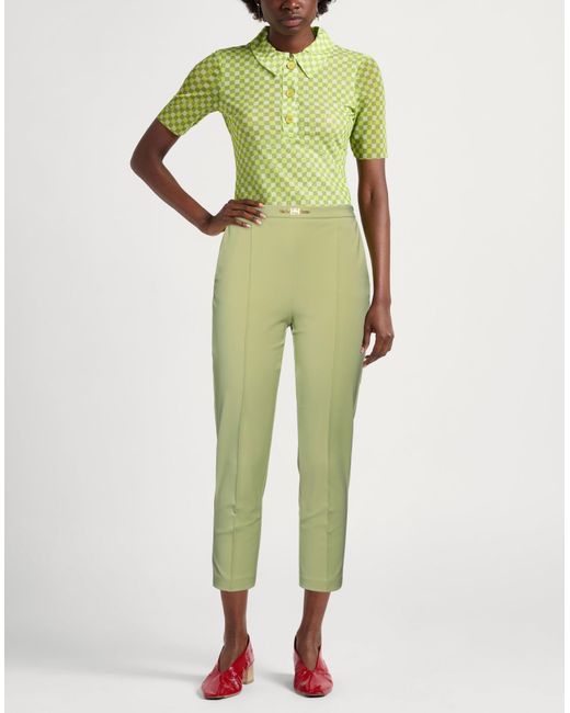 Elisabetta Franchi Green Light Pants Polyester, Elastane