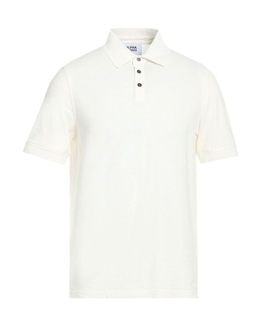 Alpha Studio White Ivory Polo Shirt Cotton, Elastane for men