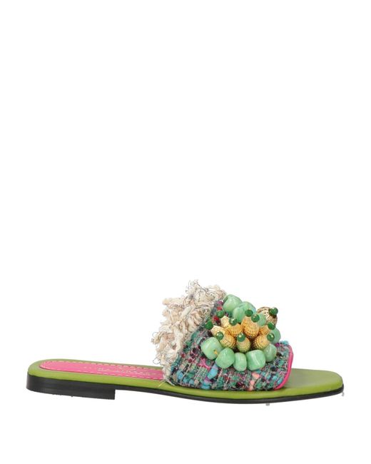 Elina Linardaki Green Sandals Textile Fibers