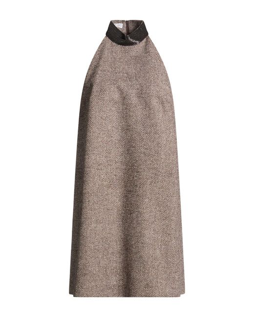 Brunello Cucinelli Brown Mini Dress Virgin Wool, Polyamide