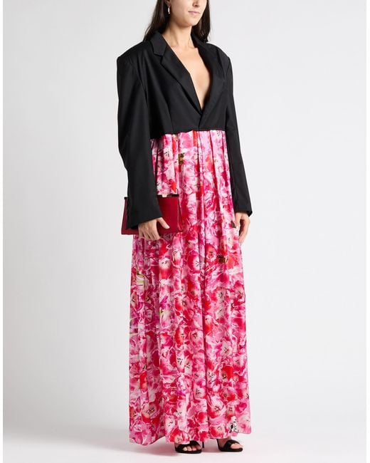 Natasha Zinko Red Maxi Dress Polyester, Virgin Wool, Elastane, Silk, Viscose