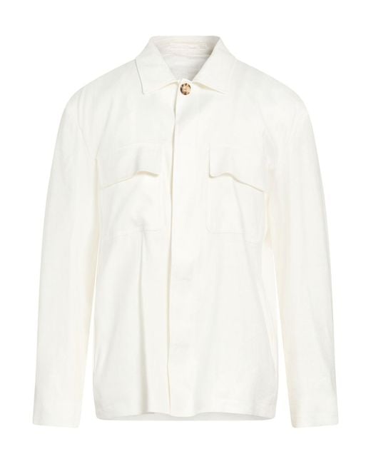 Lardini White Ivory Jacket Linen, Viscose, Elastane for men