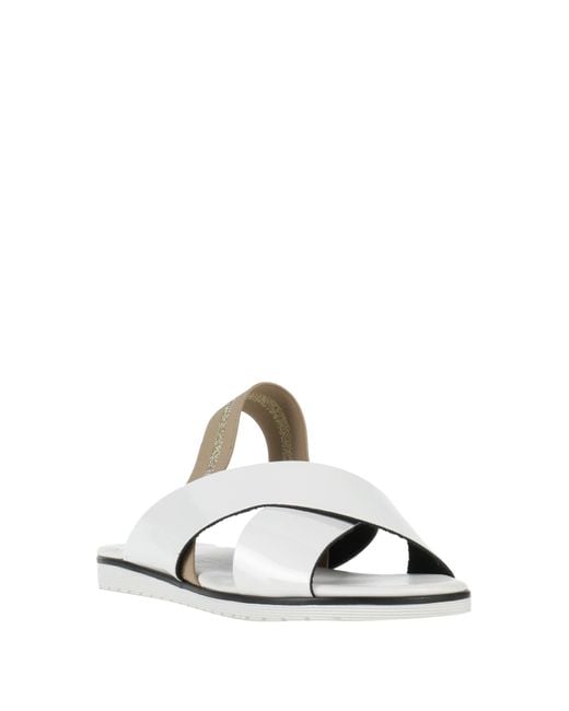 Pollini White Patent Ankle-Strap Flat Sandals
