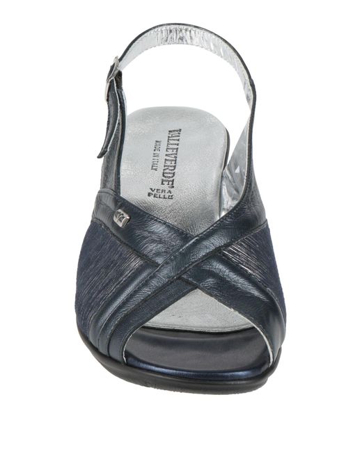 Valleverde Blue Midnight Sandals Leather, Textile Fibers
