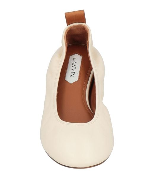 Lanvin White Cream Ballet Flats Lambskin, Calfskin