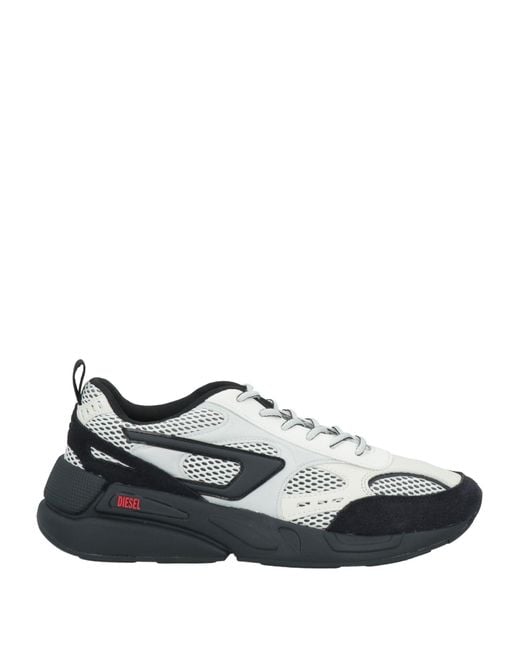 DIESEL White Sneakers Polyester, Leather for men