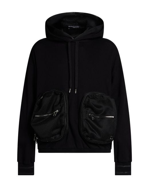 Dolce & Gabbana Black Sweatshirt Cotton, Polyamide, Polyester for men