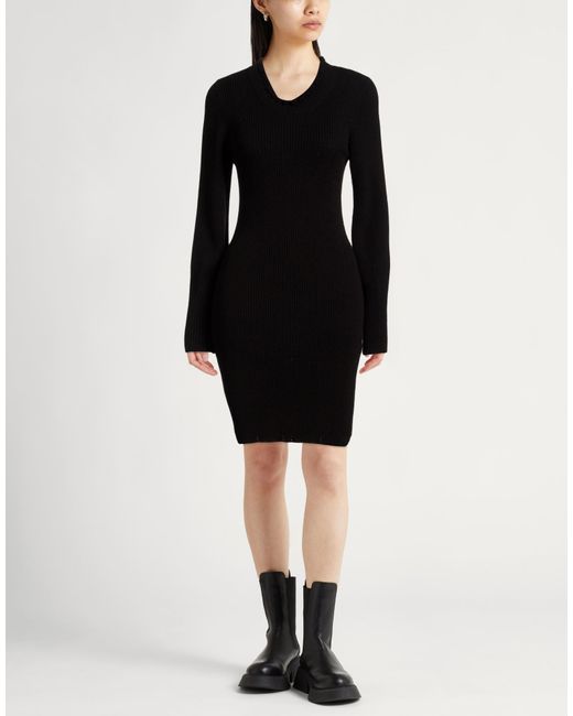 Twinset Black Mini Dress Viscose, Polyamide, Wool