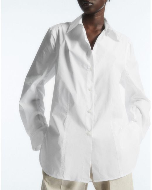 COS White Oversized Cotton-blend Shirt