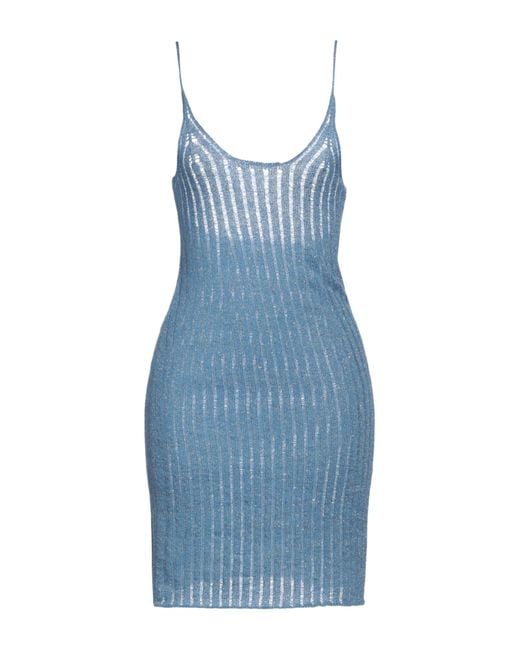 Miista Blue Light Mini Dress Acrylic, Nylon, Mohair Wool, Metallic Fiber