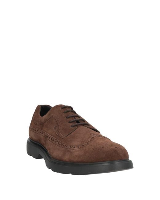 Hogan Brown Tan Lace-Up Shoes Leather for men