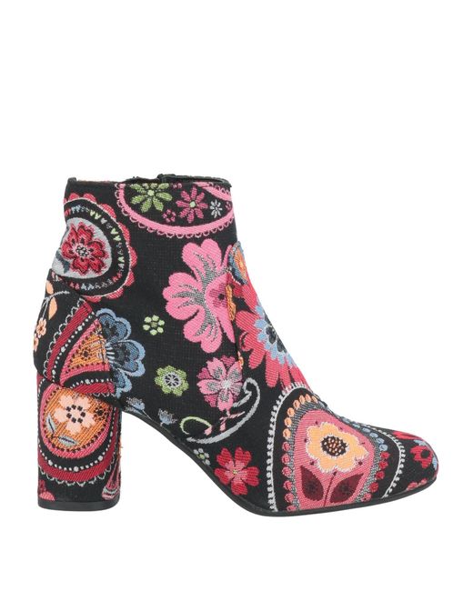 Divine Follie Red Ankle Boots Textile Fibers